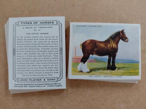 Types of Horses complete set 25 chromos paarden REPRINT, Verzamelen, Foto's en Prenten, Zo goed als nieuw, Dier, 1980 tot heden