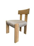 Massief houten stoel met linnen look zitting, Ophalen