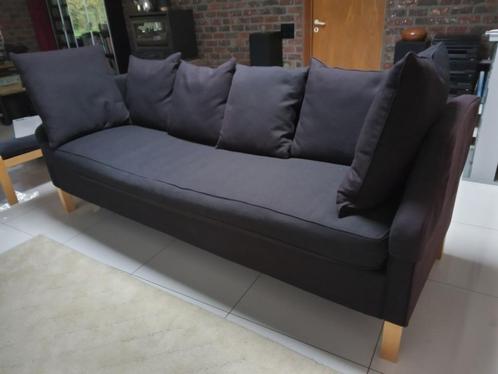 Zetel - 4-zit, Huis en Inrichting, Zetels | Zetels, Gebruikt, Rechte bank, 200 tot 250 cm, 75 tot 100 cm, Hout, Stof, Ophalen