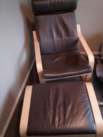 Ikea lederen relax stoel met poef, Huis en Inrichting, Zetels | Voetbanken en poefs, Ophalen