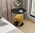 Zwart Marmer en Goudkleurige Spiraalbasis Italiaans Design, Ophalen of Verzenden, Nieuw, Rond, Metaal