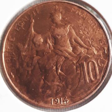 FRANCE : 10 CENTIMES 1914 KM 843, Envoi, France, Monnaie en vrac
