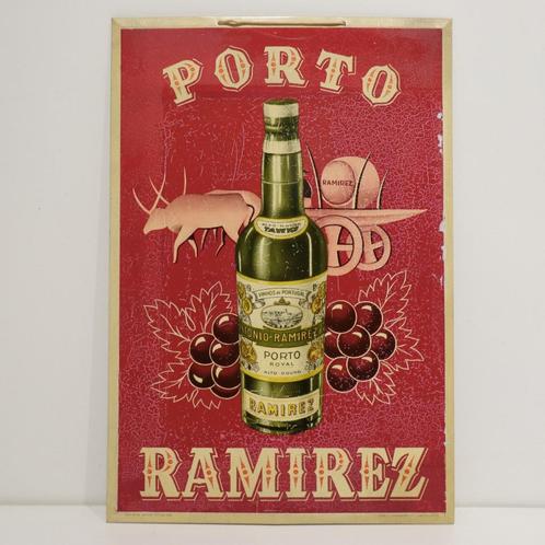 Porto Ramirez reclame in blik (1954), Verzamelen, Merken en Reclamevoorwerpen, Gebruikt, Reclamebord, Ophalen of Verzenden