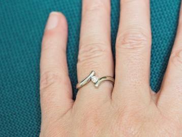 Platina ring met natuurlijke diamant 0,15 karaat SI/G beschikbaar voor biedingen