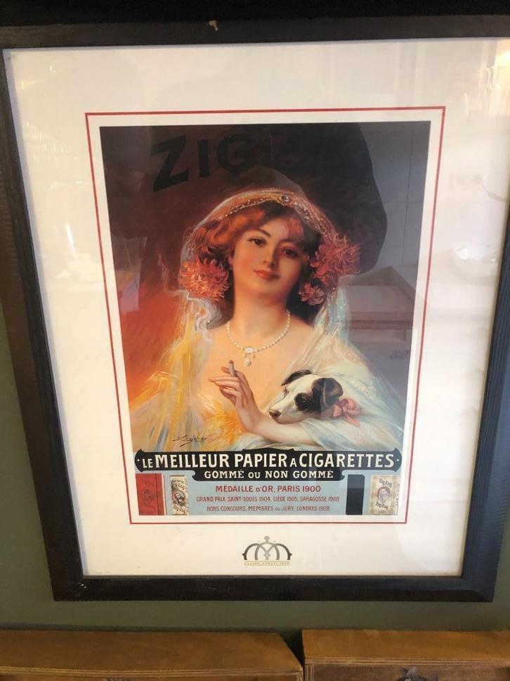 Prachtige Ingelijste Brocante Reclameposter., Verzamelen, Merken en Reclamevoorwerpen, Gebruikt, Reclamebord, Verzenden