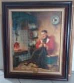 Schilderij man met pijp., Ophalen of Verzenden, Zo goed als nieuw, Schilderij, 75 cm of meer