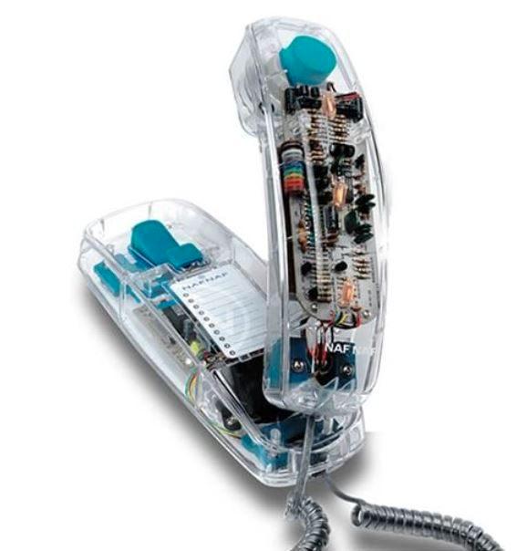 Transparante vintage lichte telefoon uit de jaren 90, Telecommunicatie, Vaste telefoons | Niet Draadloos, Zo goed als nieuw, Ophalen of Verzenden