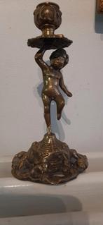 Bronzen kandelaar met engel, Antiek en Kunst, Ophalen of Verzenden