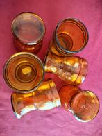 6 bruine glazen drink water vintage mama communie feest, Enlèvement ou Envoi, Comme neuf, Verre