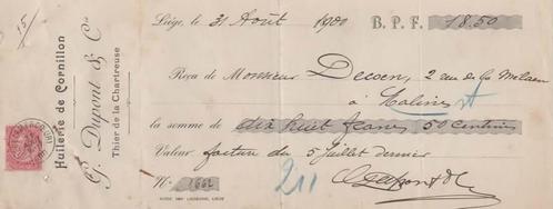 1900:Reçu:#Huilerie de Cornillon — G. DUPONT & Cie, LIÈGE##, Collections, Collections Autre, Utilisé, Enlèvement ou Envoi