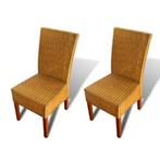 8 rieten stoelen met kussen, Huis en Inrichting, Stoelen, Ophalen, Bruin, Rustiek, Riet of Rotan
