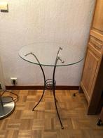 Smeedijzeren voetstuktafel met glazen blad, Antiek en Kunst, Ophalen