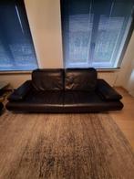 donkerblauwe lederen fauteuil - originele Rolf Benz, Ophalen, Gebruikt, 100 tot 125 cm, Driepersoons