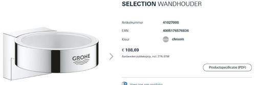Accessoires Grohe Selection, Huis en Inrichting, Badkamer | Badkamermeubels, Nieuw, Overige typen, Minder dan 100 cm, 50 tot 100 cm