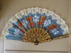 Indonesische waaier vintage hoornen waaier zijde kant 44x24, Antiek en Kunst, Curiosa en Brocante, Ophalen of Verzenden