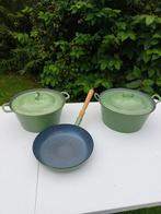 Set groene gietijzeren potten en pan, Antiek en Kunst, Ophalen of Verzenden