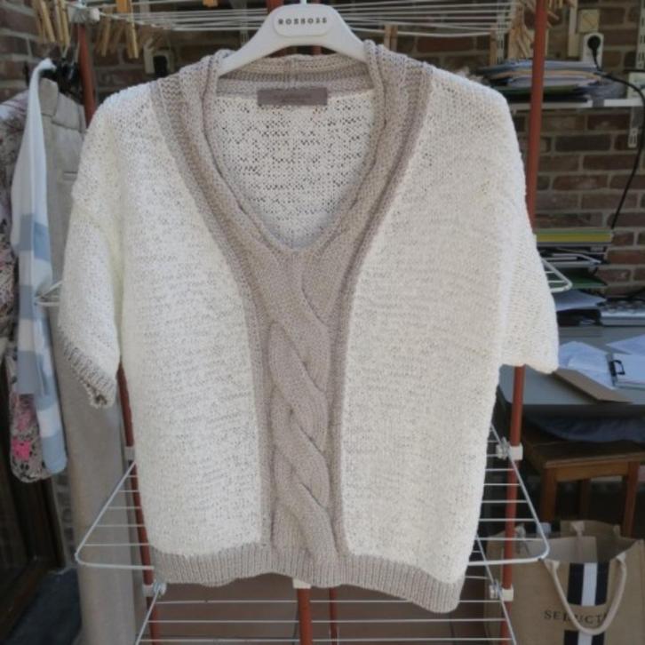 Pulleke nieuw wit grijze boord glitter hals d'Exterior mt M, Kleding | Dames, Truien en Vesten, Nieuw, Maat 38/40 (M), Wit, Verzenden