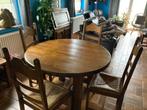 Table ronde et 4 chaises chêne massif, Maison & Meubles, Comme neuf, 100 à 150 cm, 100 à 150 cm, Chêne