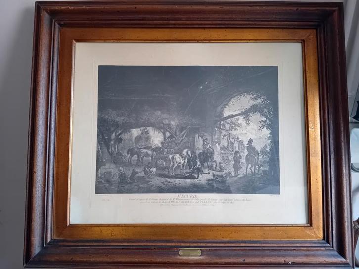 Gravure L'Écurie, Antiek en Kunst, Kunst | Etsen en Gravures, Ophalen of Verzenden