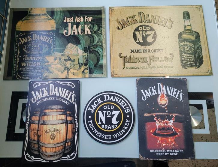 Lot de 5 plaques en tôle Jack Daniel's, Verzamelen, Merken en Reclamevoorwerpen, Zo goed als nieuw, Ophalen of Verzenden