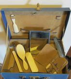 Vintage leren koffertje met toiletbenodigdheden 780, Handtassen en Accessoires, Tassen | Damestassen, Overige typen, Blauw, Gebruikt