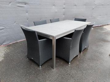 Bristol tuintafel set uit inox en natuursteen (200x100x77cm) disponible aux enchères