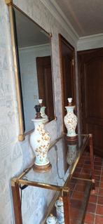 SPIEGEL MET GLAZEN ONDERKAST, Ophalen, Met plank(en), Minder dan 50 cm, Gebruikt