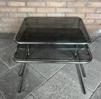Space Age Bijzettafels Mimiset – Bauhaus Rookglas – Set 2, Ophalen, Gebruikt, Glas