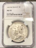 Munt zilver France 5 FR 1822 W Lodewijck XVIII NGC AU55, Enlèvement ou Envoi, France, Monnaie en vrac, Argent