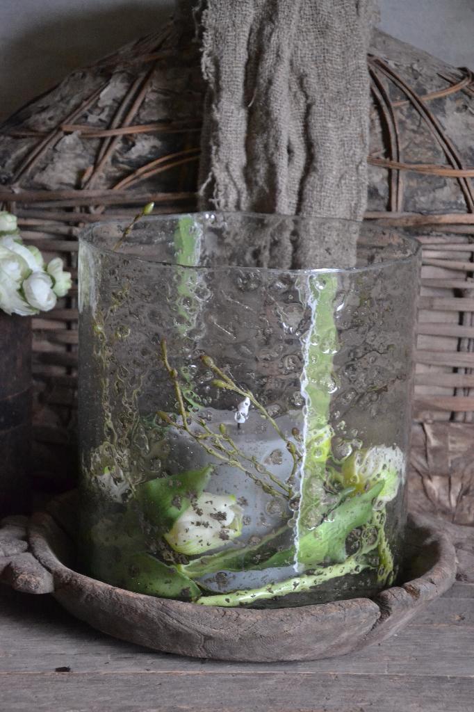 Stoer dik glazen windlicht L, Huis en Inrichting, Woonaccessoires | Vazen, Nieuw, Minder dan 50 cm, Glas, Ophalen of Verzenden