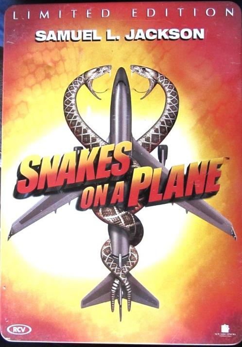 DVD ACTIE/HORROR- METALEN DOOS- SNAKES ON A PLANE., Cd's en Dvd's, Dvd's | Actie, Zo goed als nieuw, Actiethriller, Alle leeftijden