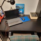 Zwarte bureau tafel met drie delige kast, Computers en Software, Ophalen, Zo goed als nieuw