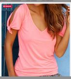 nieuwe fluo roze t-shirt met open mouwtjes, Kleding | Dames, T-shirts, Roze, Maat 36 (S), Korte mouw, Verzenden