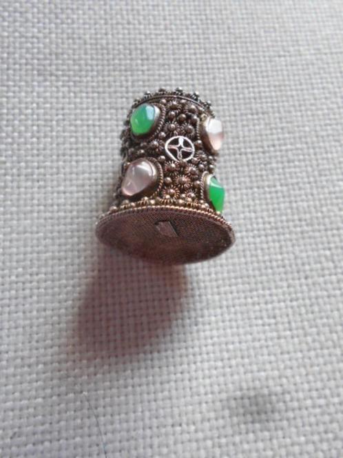 jade maansteen en zilver, siam, filigrein hanger handgemaakt, Handtassen en Accessoires, Kettinghangers, Zo goed als nieuw, Zilver