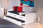 Massief houten bed 90 x 200 cm met 3 lades en logeerbed, 90 cm, Modern, Bois, Une personne