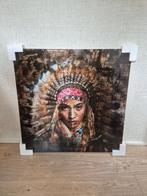 glasschilderij indianenvrouw, Huis en Inrichting, Woonaccessoires | Lijsten, Ophalen, Nieuw