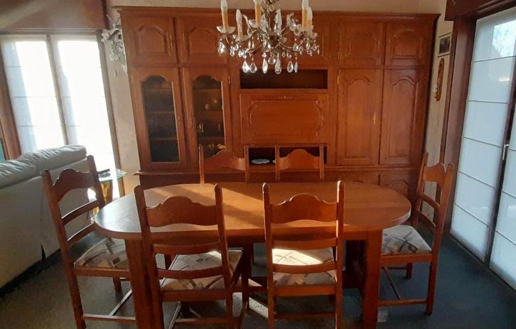 Eetkamer in massief eikenhout, Huis en Inrichting, Complete eetkamers, Gebruikt, Ophalen