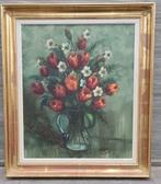 Huile sur toile fleurs signe Edmond defroyennes, Ophalen of Verzenden