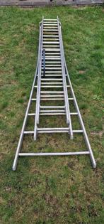 Driedelige aluminium reform ladder 2x12 + 1x11 treden, Doe-het-zelf en Bouw, Ladder, Gebruikt, Opvouwbaar of Inschuifbaar, 4 meter of meer