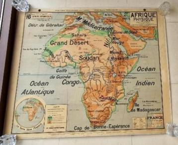 VINTAGE SCHOOLKAART AFRIKA, Antiek en Kunst, Ophalen, Aardrijkskunde