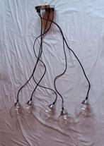 Kroonluchter met 5 glazen bollen, Huis en Inrichting, Lampen | Kroonluchters, Ophalen, Zo goed als nieuw, Glas, Moderne