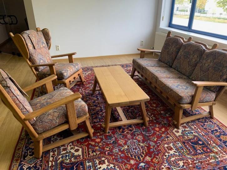 Vintage salon, Huis en Inrichting, Zetels | Zetels, Gebruikt, Rechte bank, Vierpersoons of meer, 150 tot 200 cm, 75 tot 100 cm