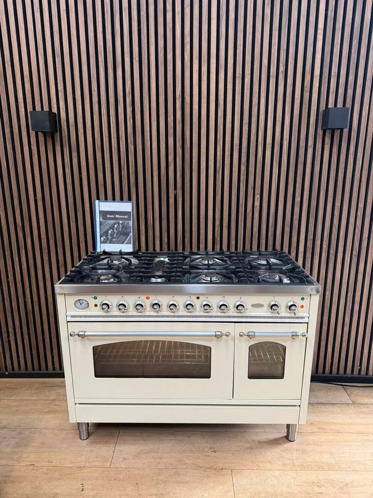 Mooie Boretti Fornuis crème 120 cm (Gratis bezorgen), Elektronische apparatuur, Ovens, Gebruikt, Vrijstaand, Oven met grill, 45 tot 60 cm