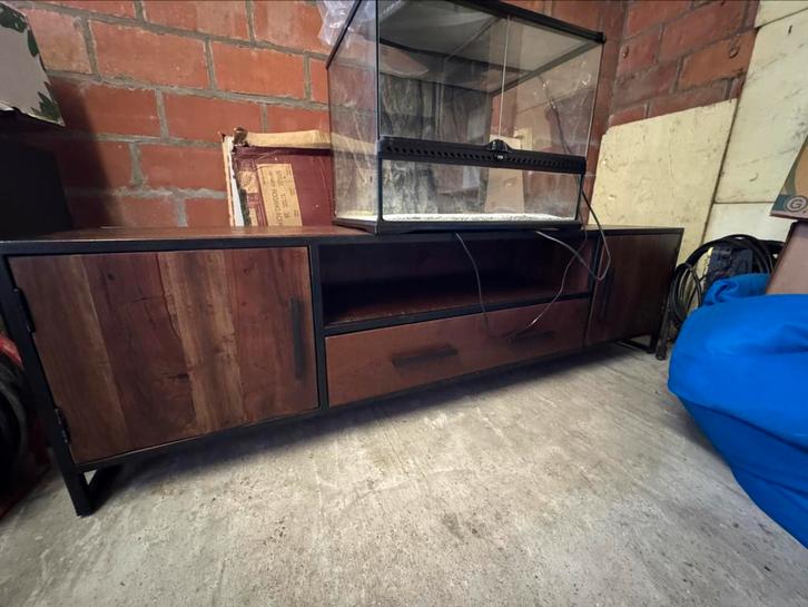 Tv meubel en wandrek industriële stijl, Maison & Meubles, Armoires | Mobilier de télévision, 150 à 200 cm, 150 à 200 cm, 25 à 50 cm