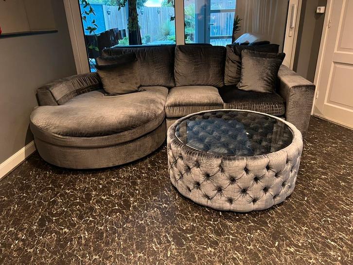 Bankstel croco velvet 275 cm breed met loveseat, Huis en Inrichting, Zetels | Zetels, Zo goed als nieuw, Stof, Ophalen