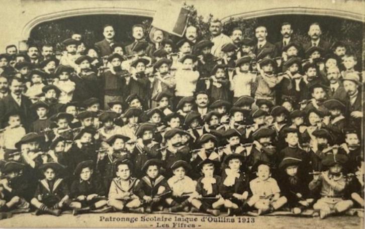 Postkaart 1913 muziekklas Oullins, Verzamelen, Postkaarten | Buitenland, Gelopen, Frankrijk, Voor 1920, Ophalen of Verzenden