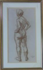 JOOP LIESKER / RUGGELINGS NAAKT / ORIGINEEL / 78x48cm KADER, Antiek en Kunst, Ophalen