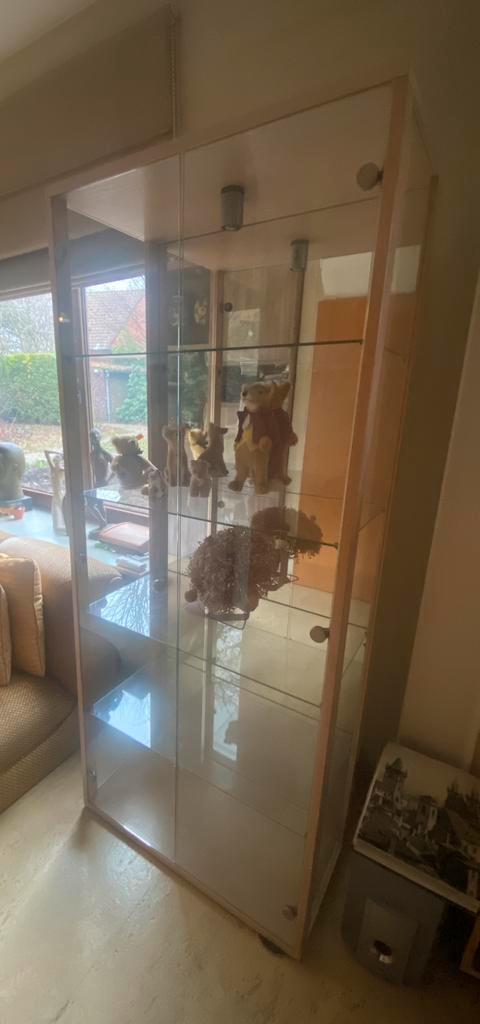 Vitrine kast met spiegel en 4 glazen legborden 178 x 76 x 40, Huis en Inrichting, Kasten | Vitrinekasten, Zo goed als nieuw, Ophalen