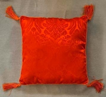 Glanzend kussentje 27 x 27 cm met flosjes beschikbaar voor biedingen
