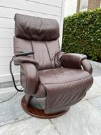 Fauteuil relax électrique en cuir marron, Comme neuf, Enlèvement